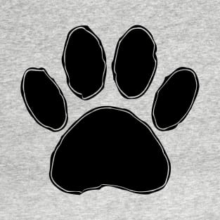 Dog Paw Drawing In Black T-Shirt